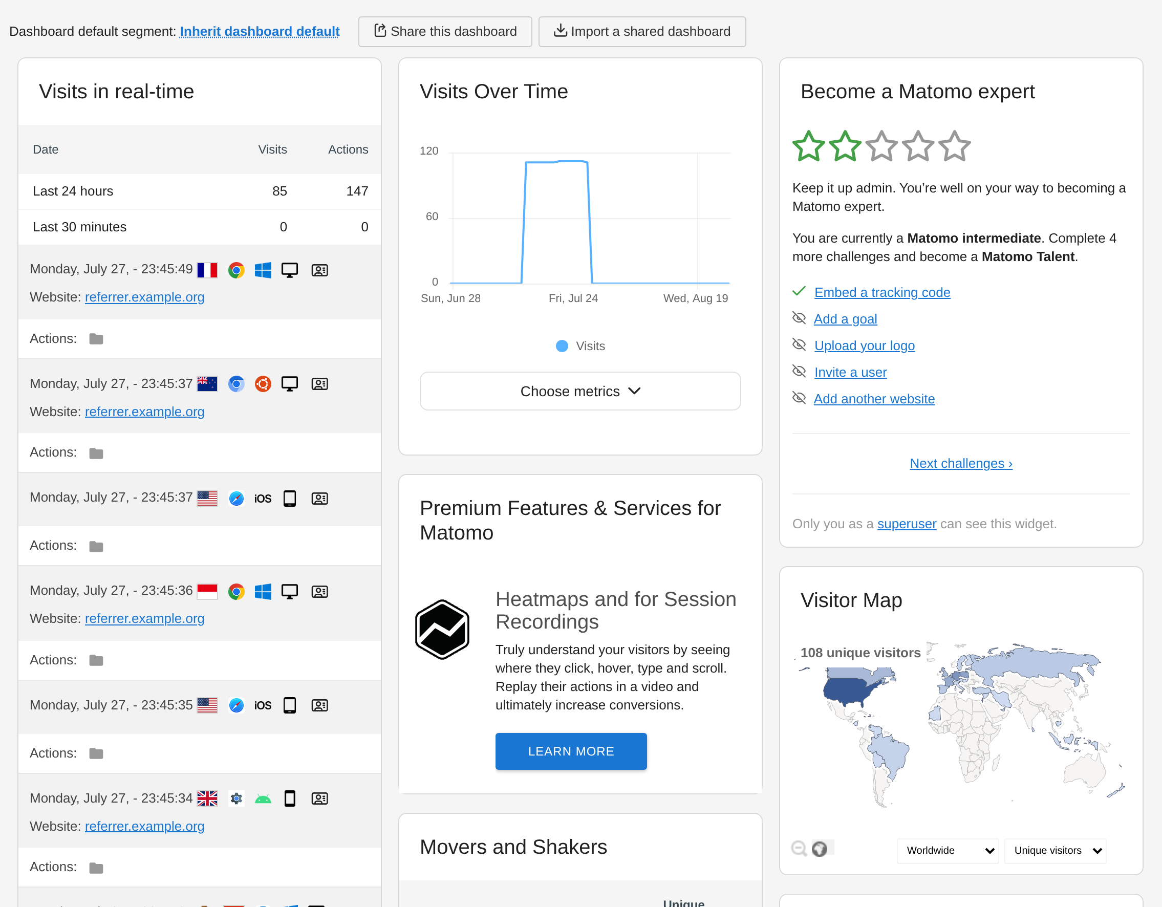 DashboardSegment screenshot