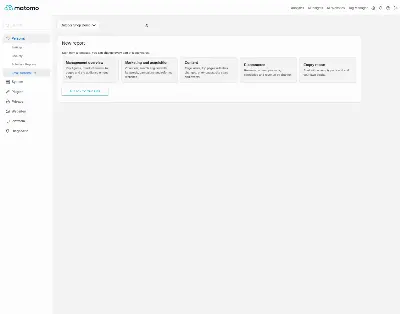 New report: templates for management, marketing, content and e-commerce, or an existing Matomo email report as a starting point.