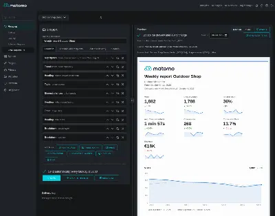 The editor in Matomo's dark mode.