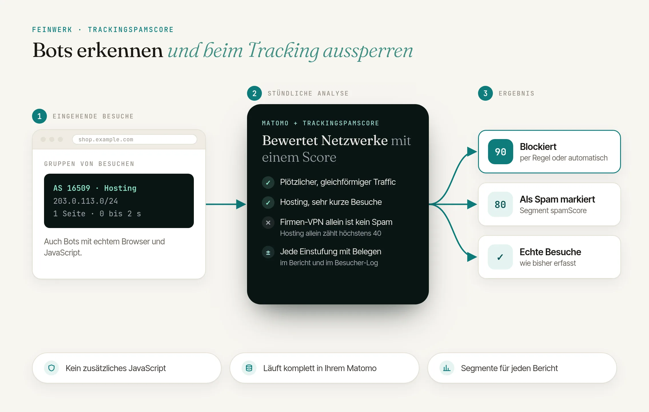 So funktioniert TrackingSpamScore: Netzwerke bewerten, Spam markieren, Bots blockieren