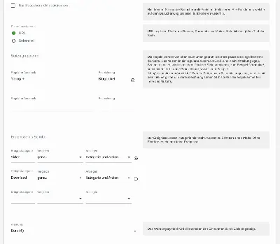 VisitJourney: Einstellungen der Website mit Regeln für Seitengruppen und Ereignissen als Schritte