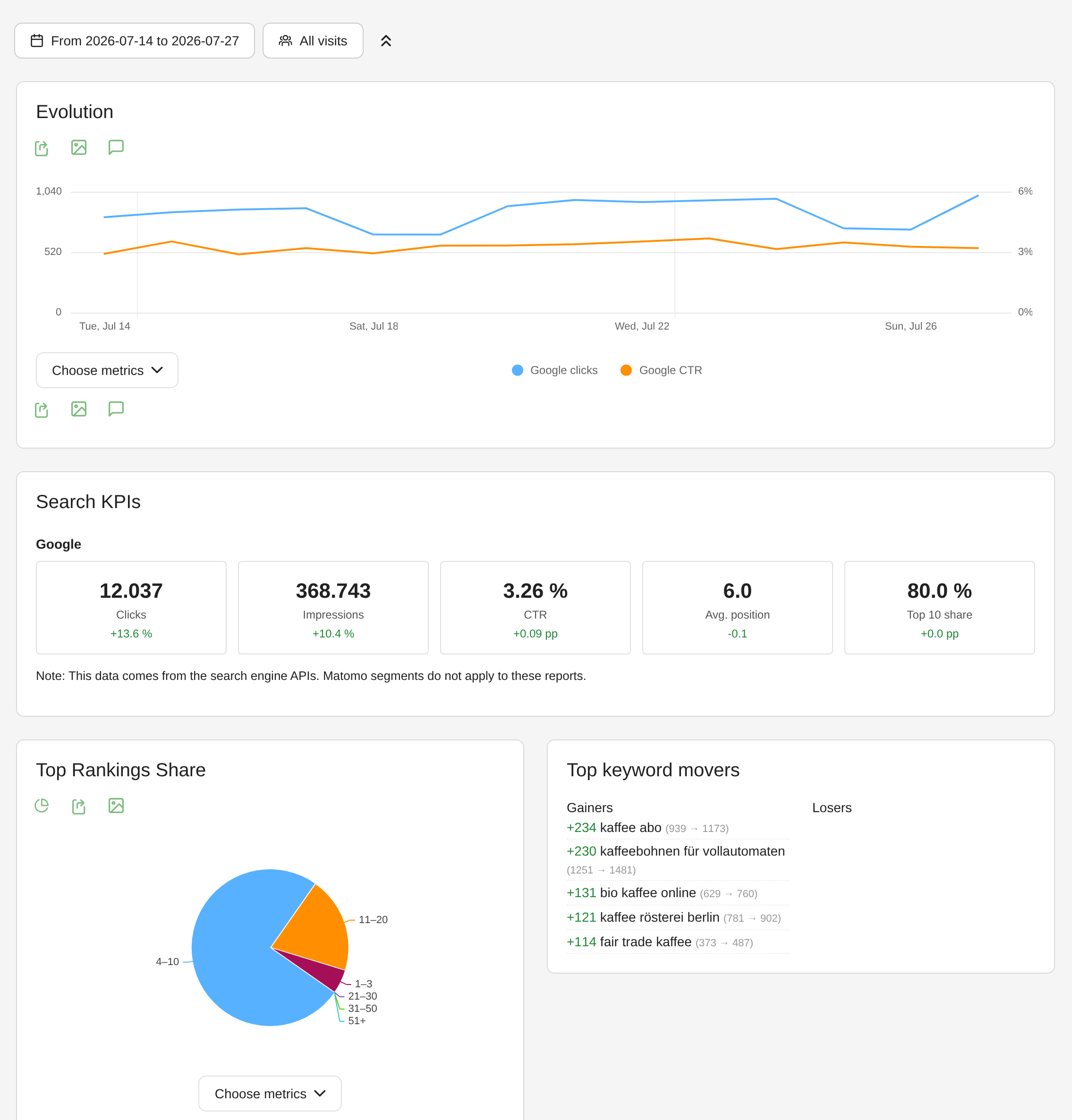SearchReport screenshot